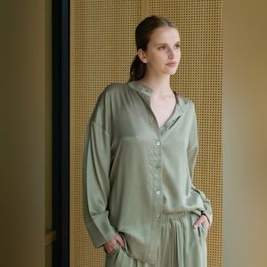 New rodebjer piata blouse olive leaf